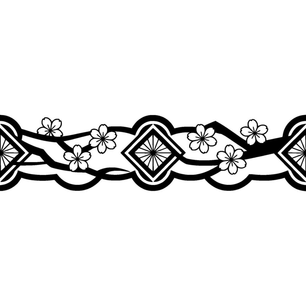 Elegant Japanese Sakura Border, Traditional vector