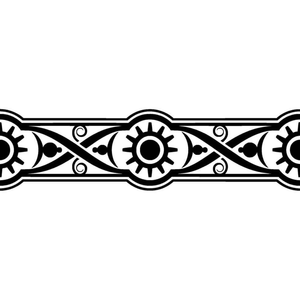 Ornate Black Border, Stylized Sun Motif, Decorative Element vector
