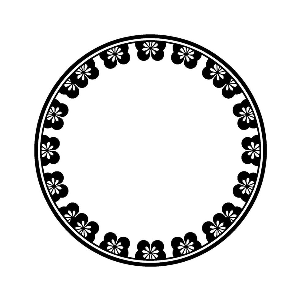 Elegant Floral Border, Minimalist, Circle vector
