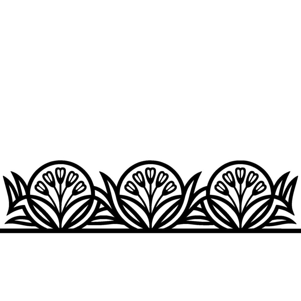 Art Deco Botanical Border, Elegant Line Art vector