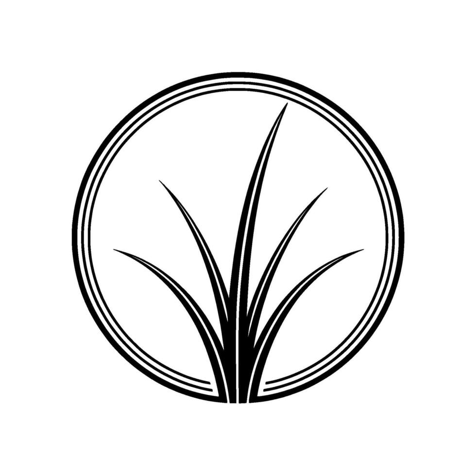 Minimalist Grass Emblem, Organic Growth, Circular vector