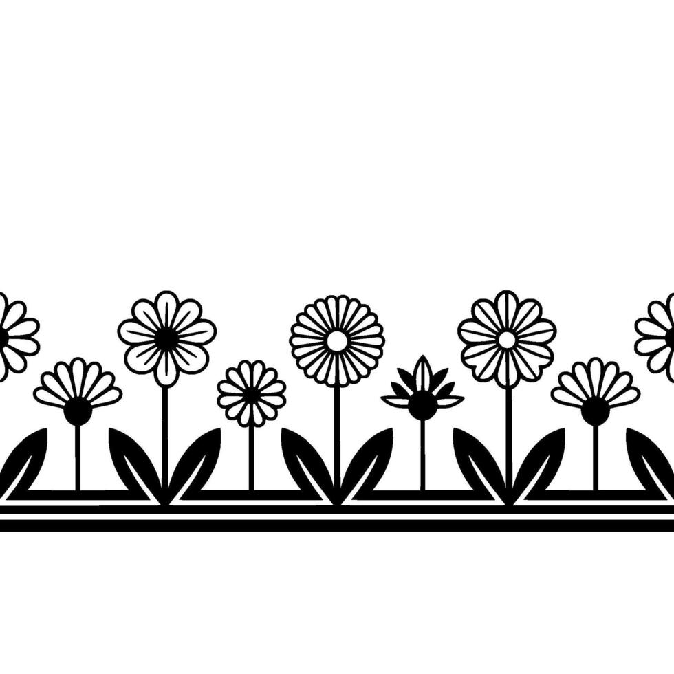 Minimalist Floral Border, Simple Botanical vector