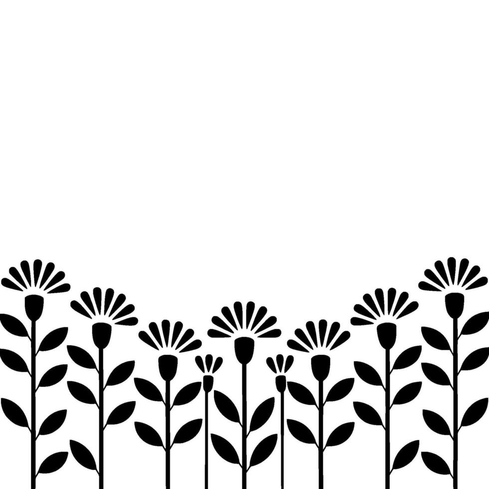 Minimalist Floral Border, Geometric , Serene Composition vector
