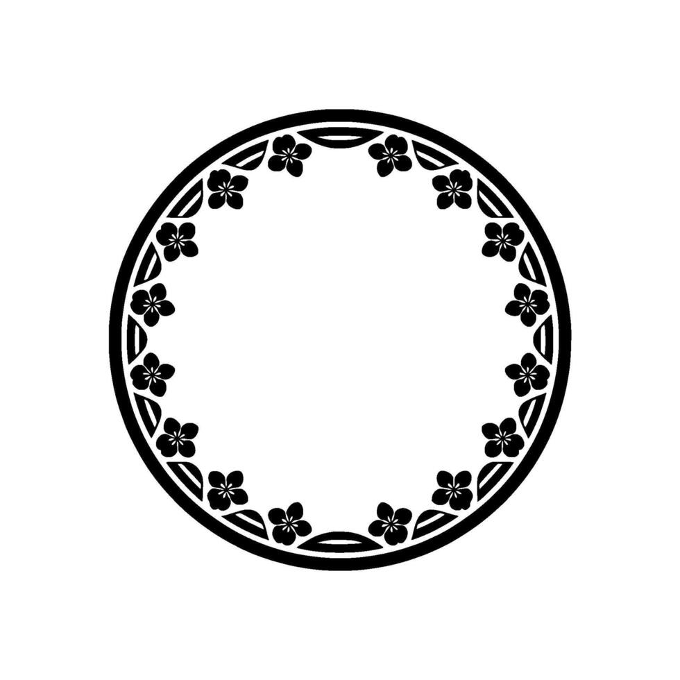 Elegant Circular Emblem, Floral Border vector