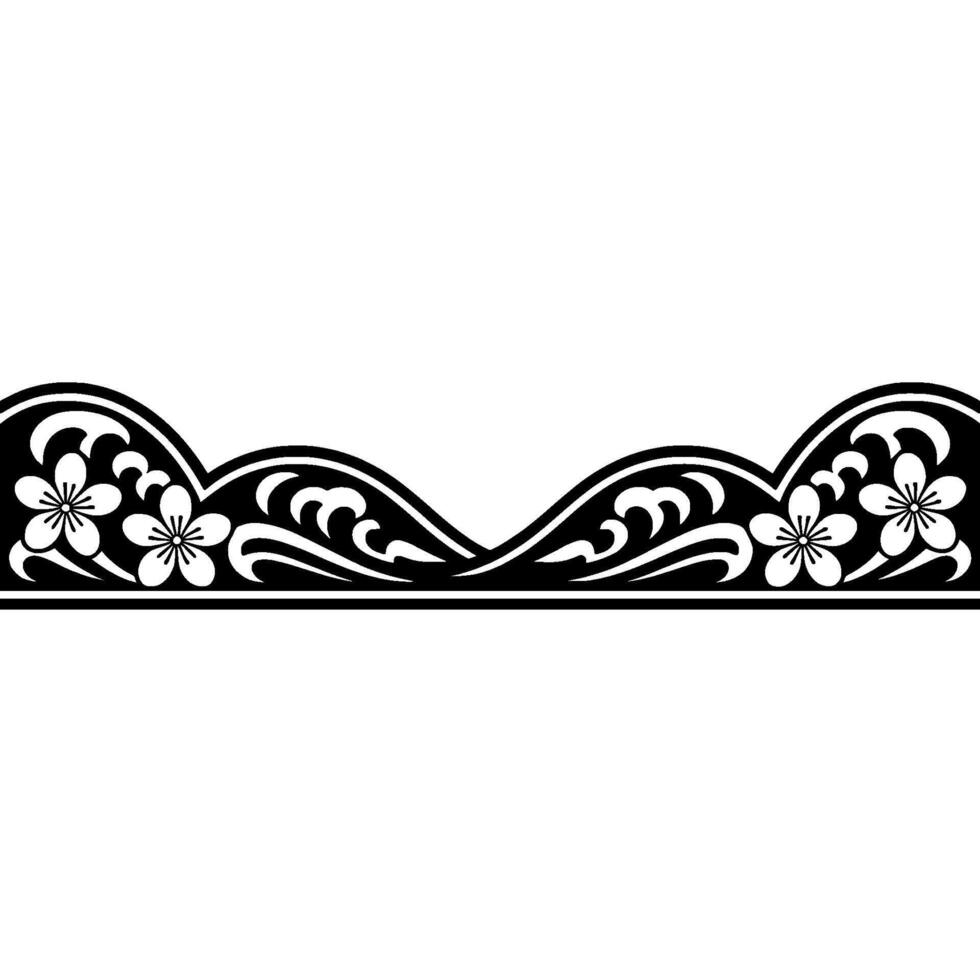 Elegant Floral Border, Japanese , Vintage Motif vector