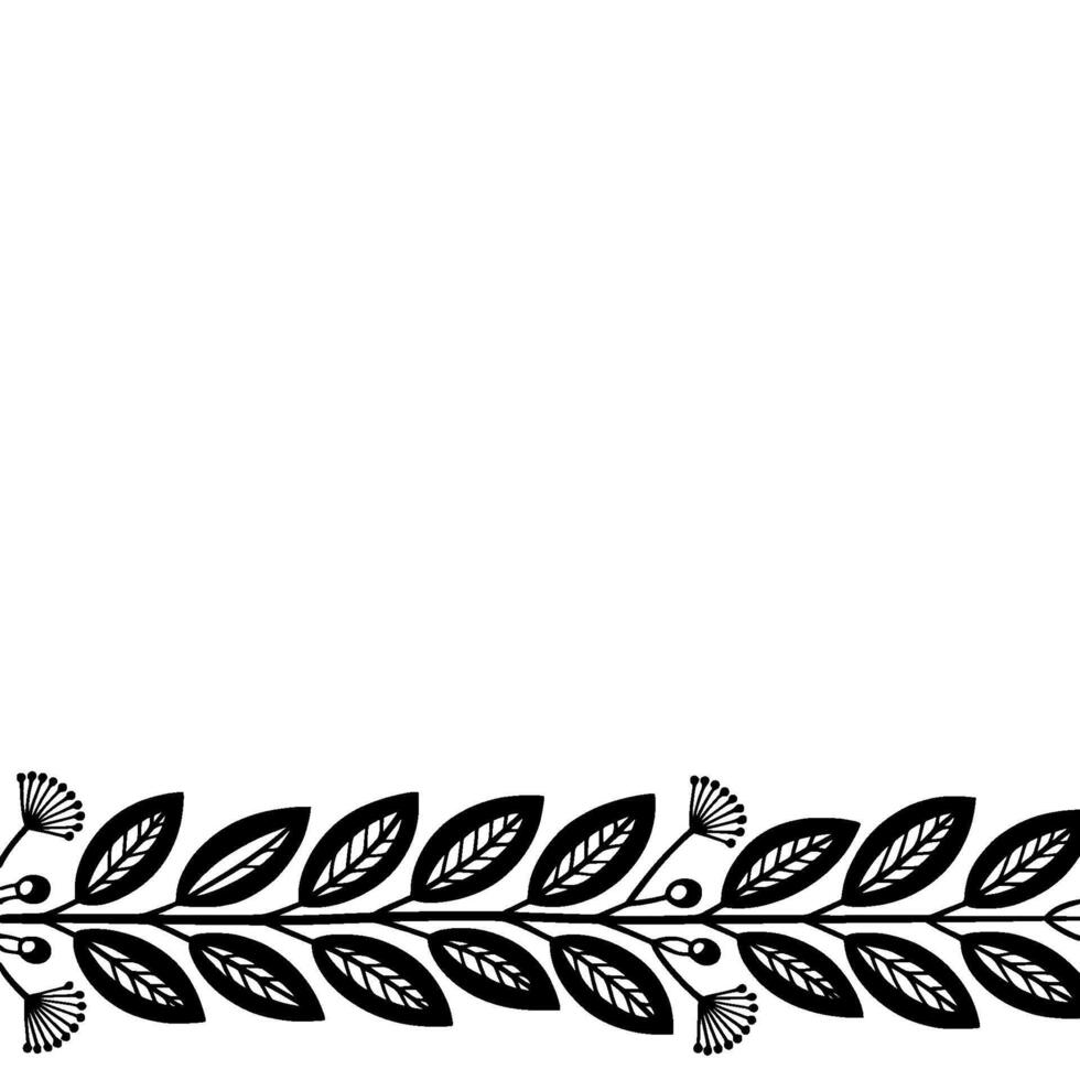 Minimalist Botanical Border, Hand-Drawn Style vector