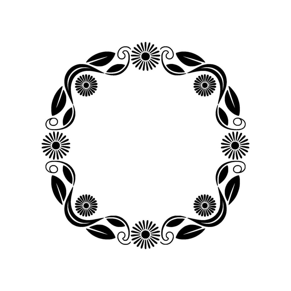 Elegant Black Floral Wreath Border, Vintage, Ornamental vector