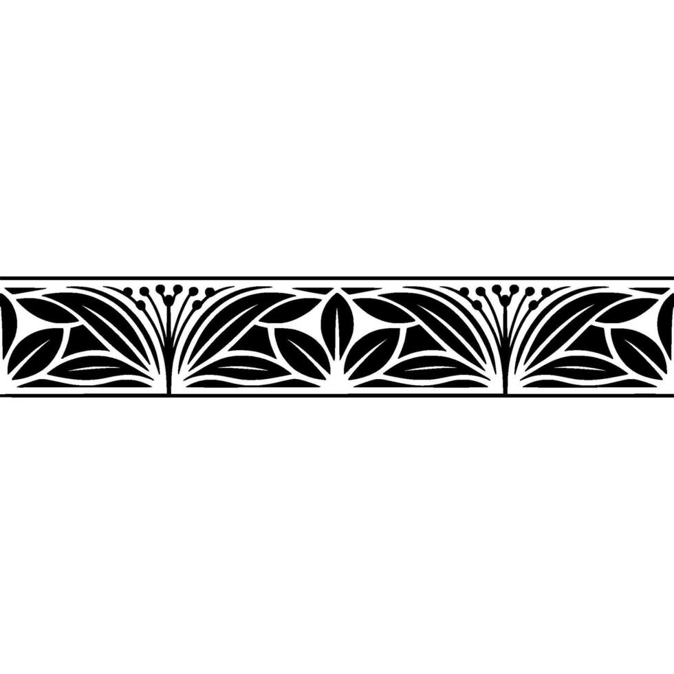 Art Nouveau Botanical Border, Elegant Black White vector