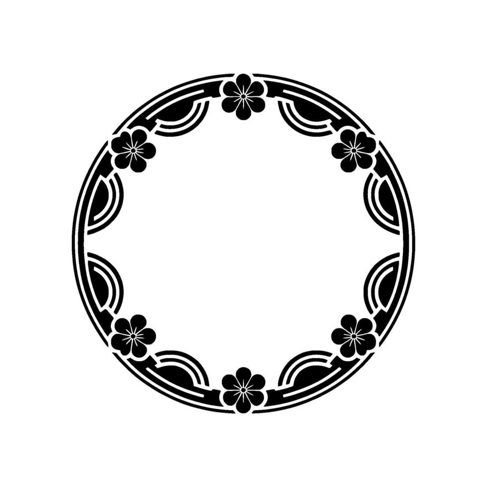 Elegant Japanese Floral Border, Minimalist, Ornamental vector
