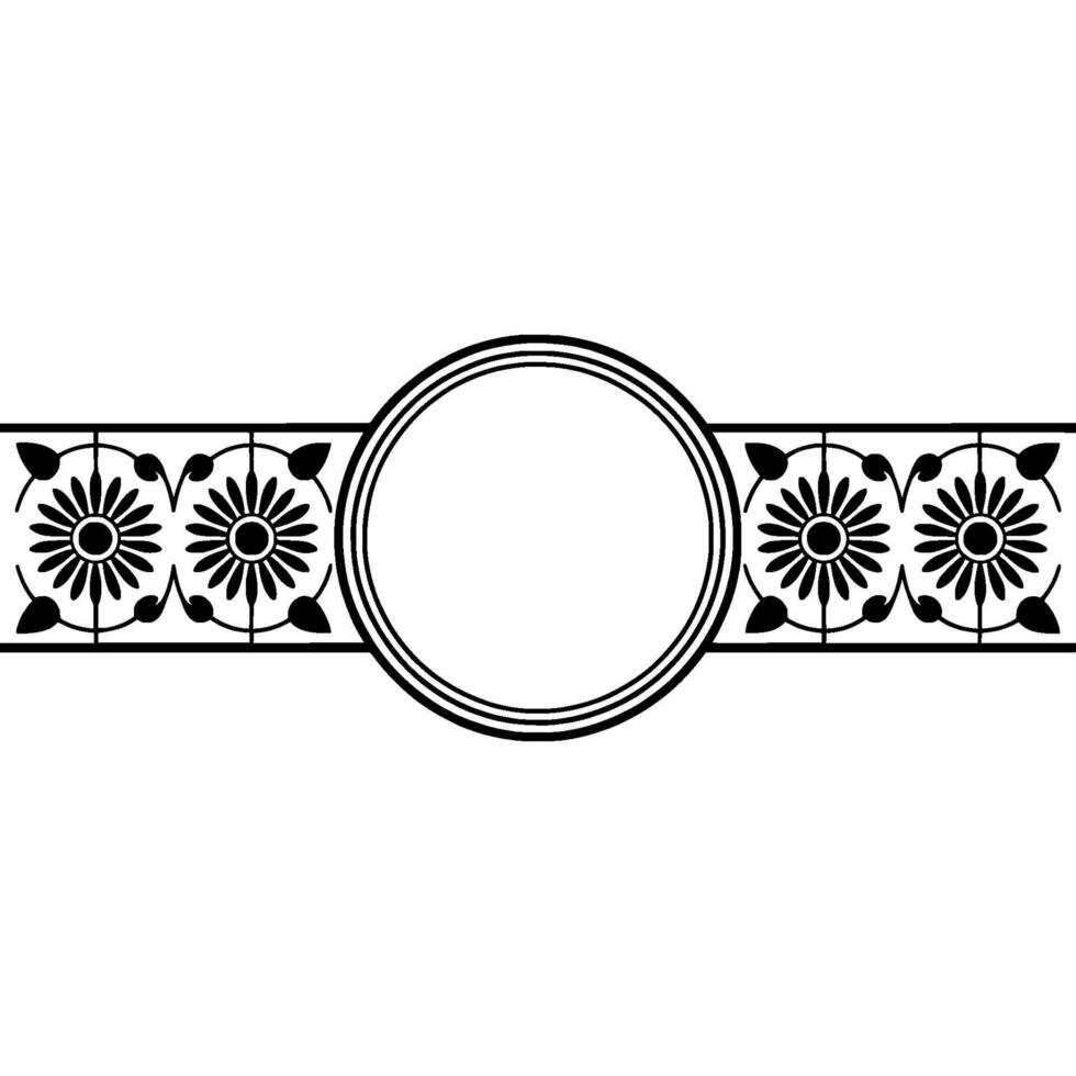 Geometric Border, Circular Motif, Vintage Element vector