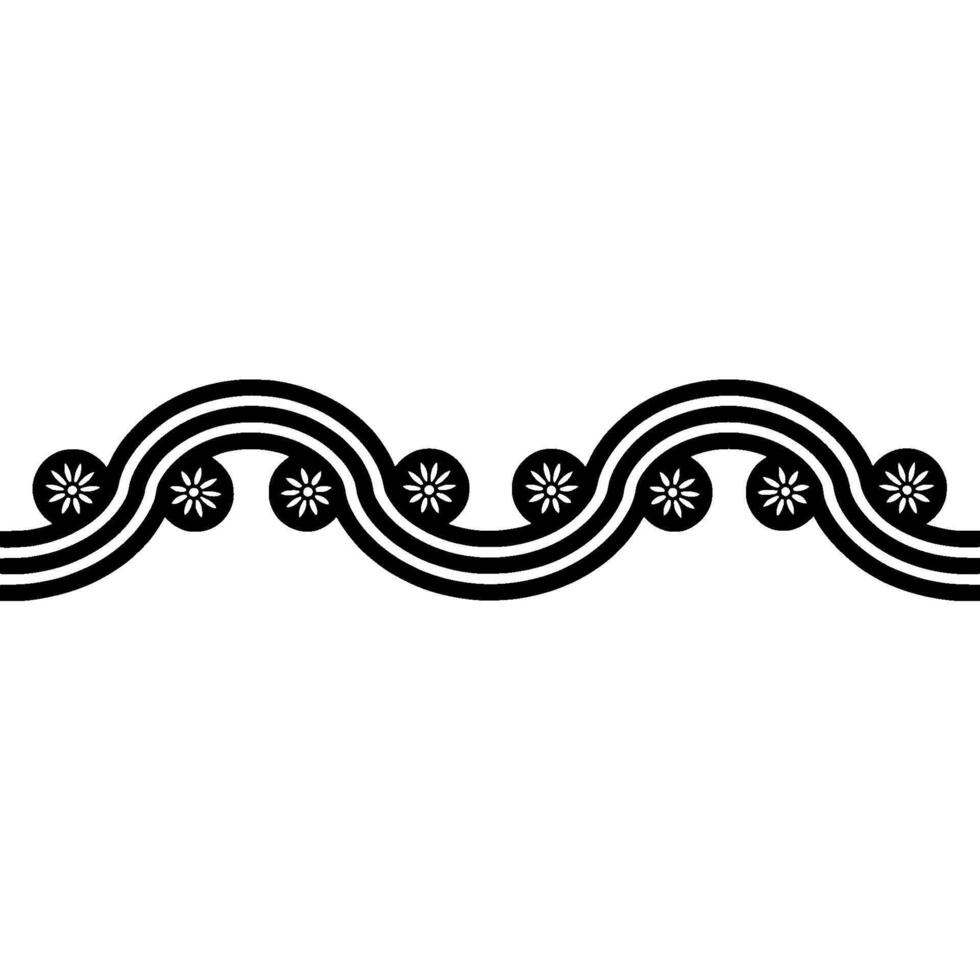 Stylized Wave Border with Floral Accents Vintage Element vector