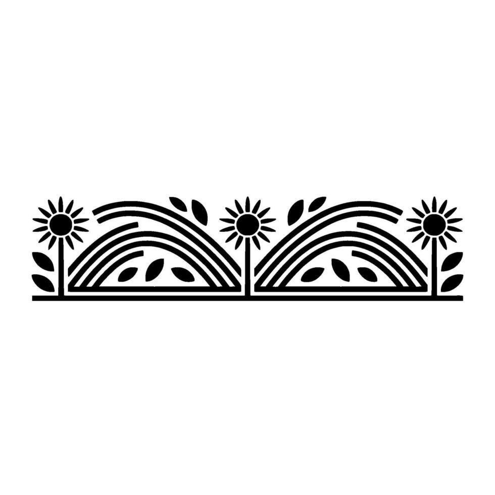 Stylized Meadow with Sunbursts Minimalist Illustration vector