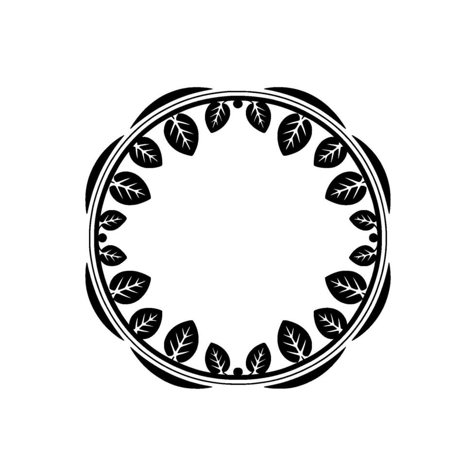 Circular Leaf Motif, Minimalist , Botanical Frame vector