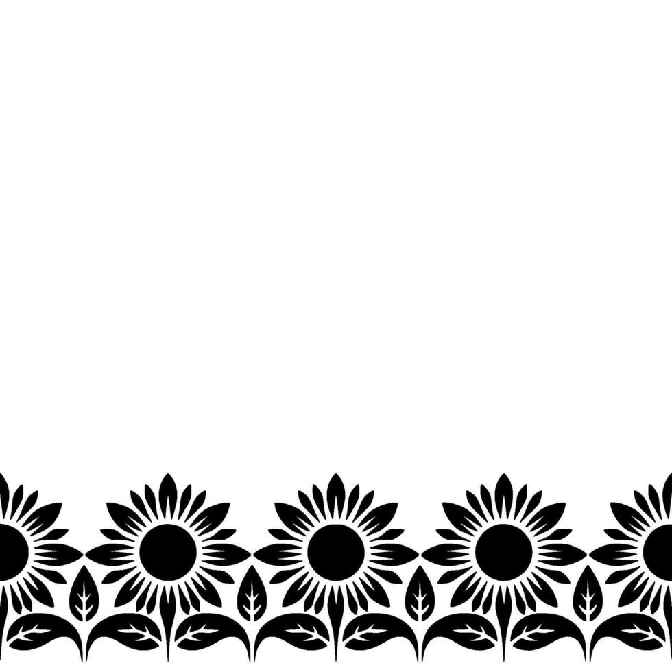 Stylized Sunflower Border, Minimalist vector