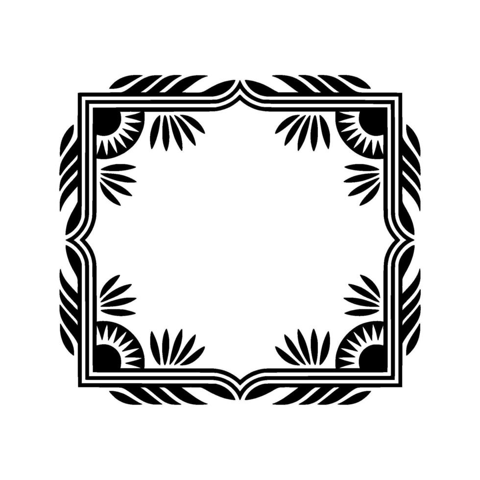 Art Deco Frame, Stylized Palm Leaves, Geometric vector