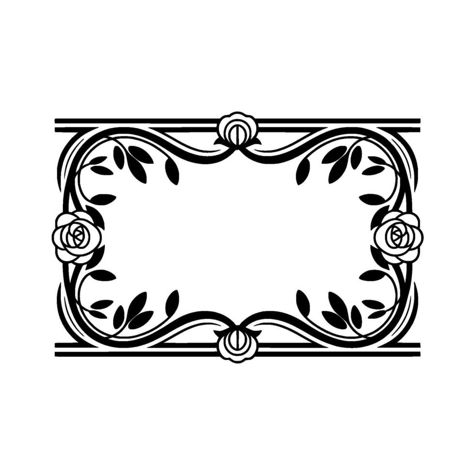Elegant Floral Frame, Art Nouveau, Rose vector