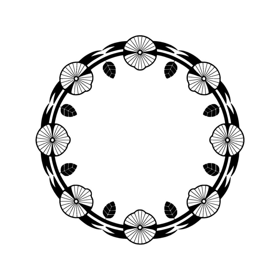 Elegant Floral Border, Minimalist, Circular vector