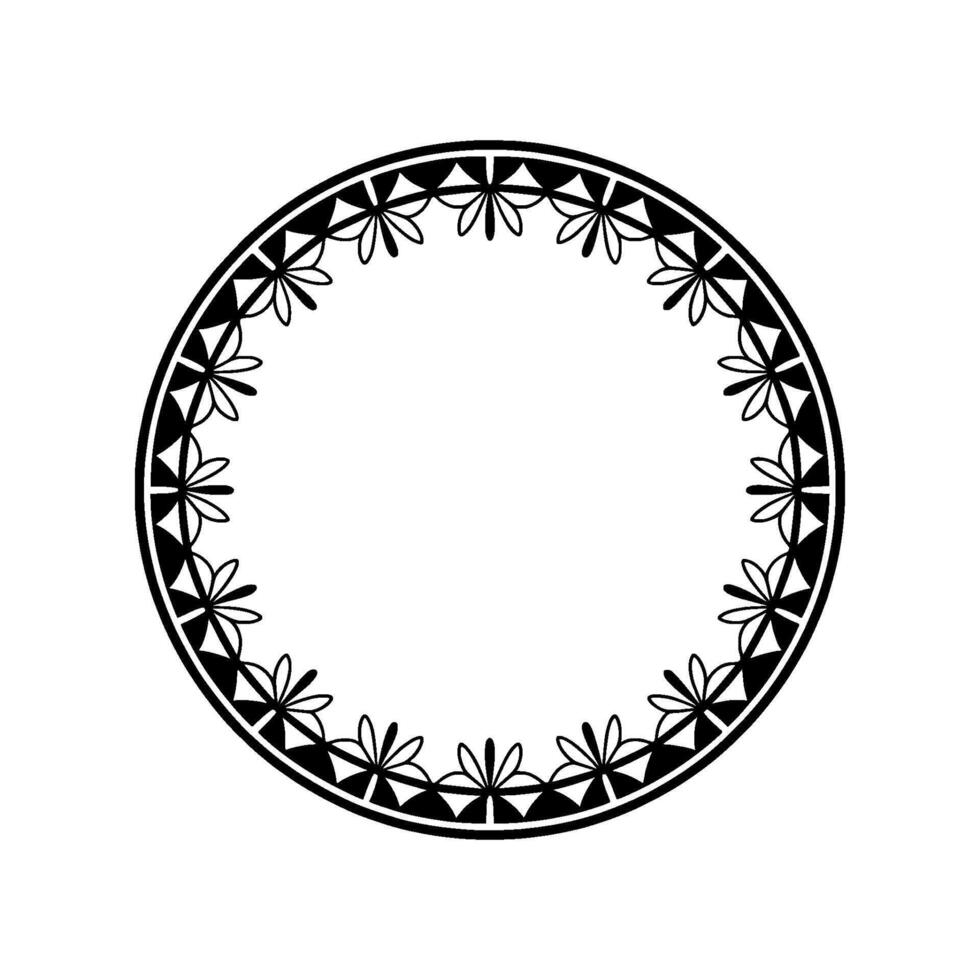 Geometric Floral Border, Minimalist, Circle vector
