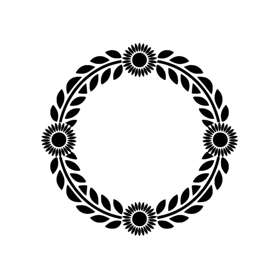 Stylized Sunflower Wreath, Minimalist, Botanical vector