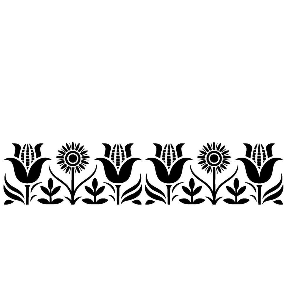 Stylized Floral Border, Folk Art vector
