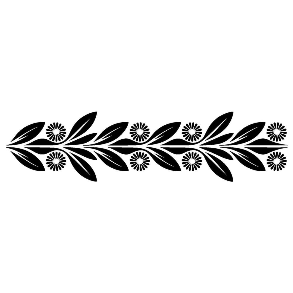 Stylized Black Laurel Branch Border, Vintage vector