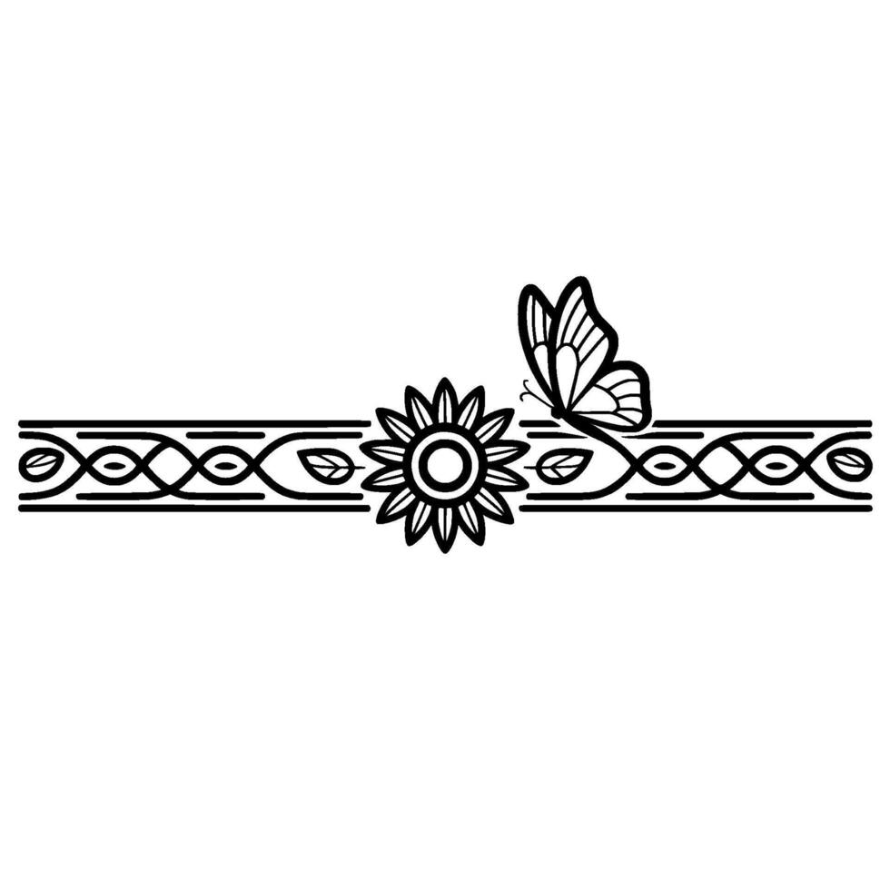 Elegant Floral Border, Butterfly Motif, Vintage vector