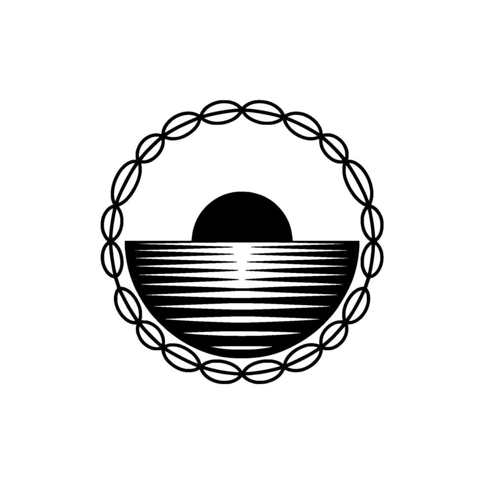 Serene Horizon Emblem, Minimalist Oceanic Symbol vector
