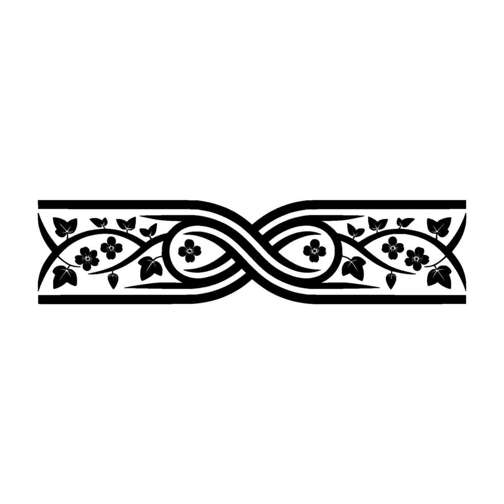 Elegant Black White Ivy Border vector