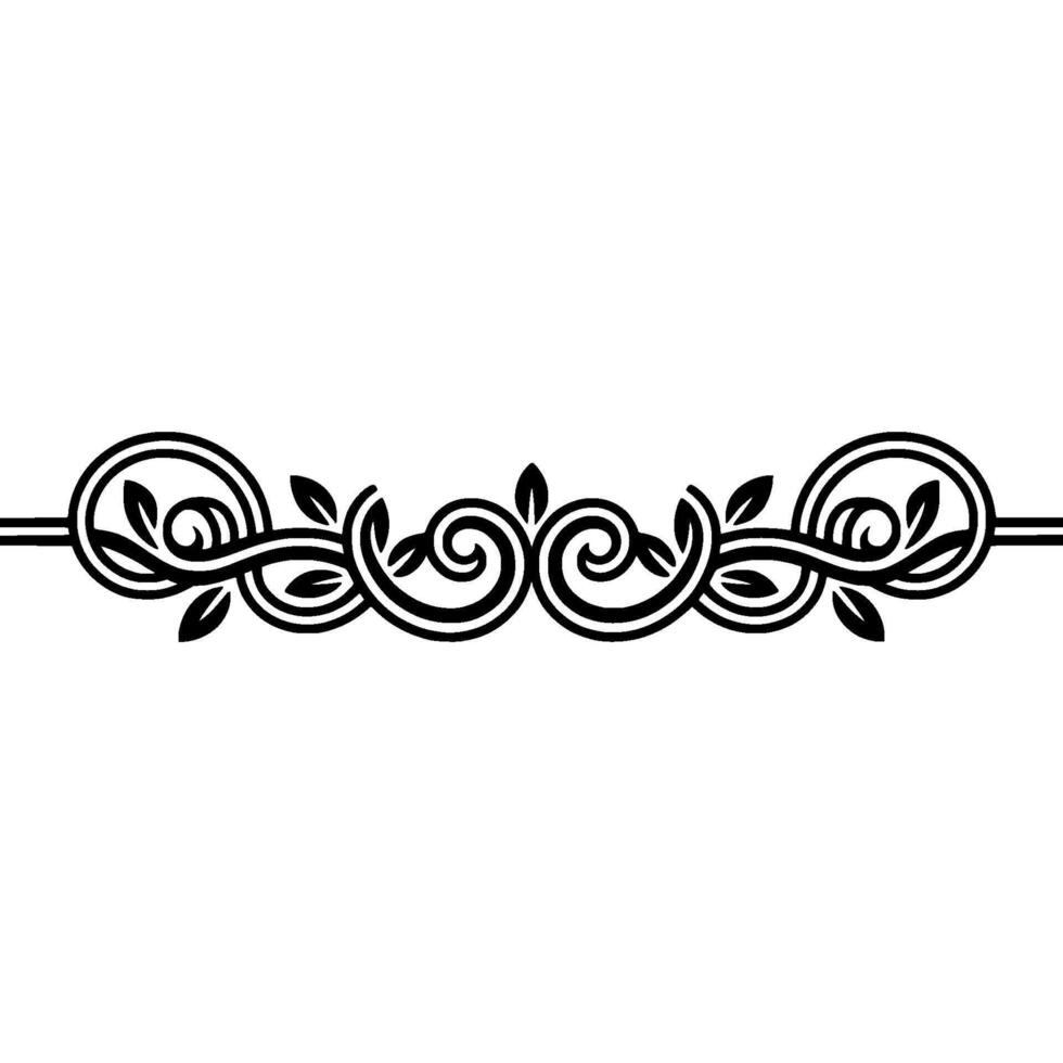 Elegant Black Swirl Border, Vintage Element, Floral vector
