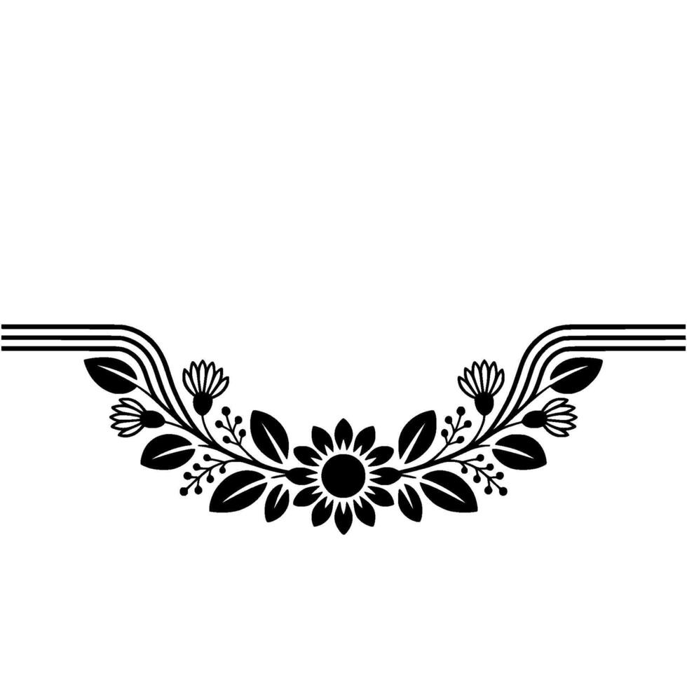 Elegant Floral Border, Vintage Style, Decorative Element - Line vector