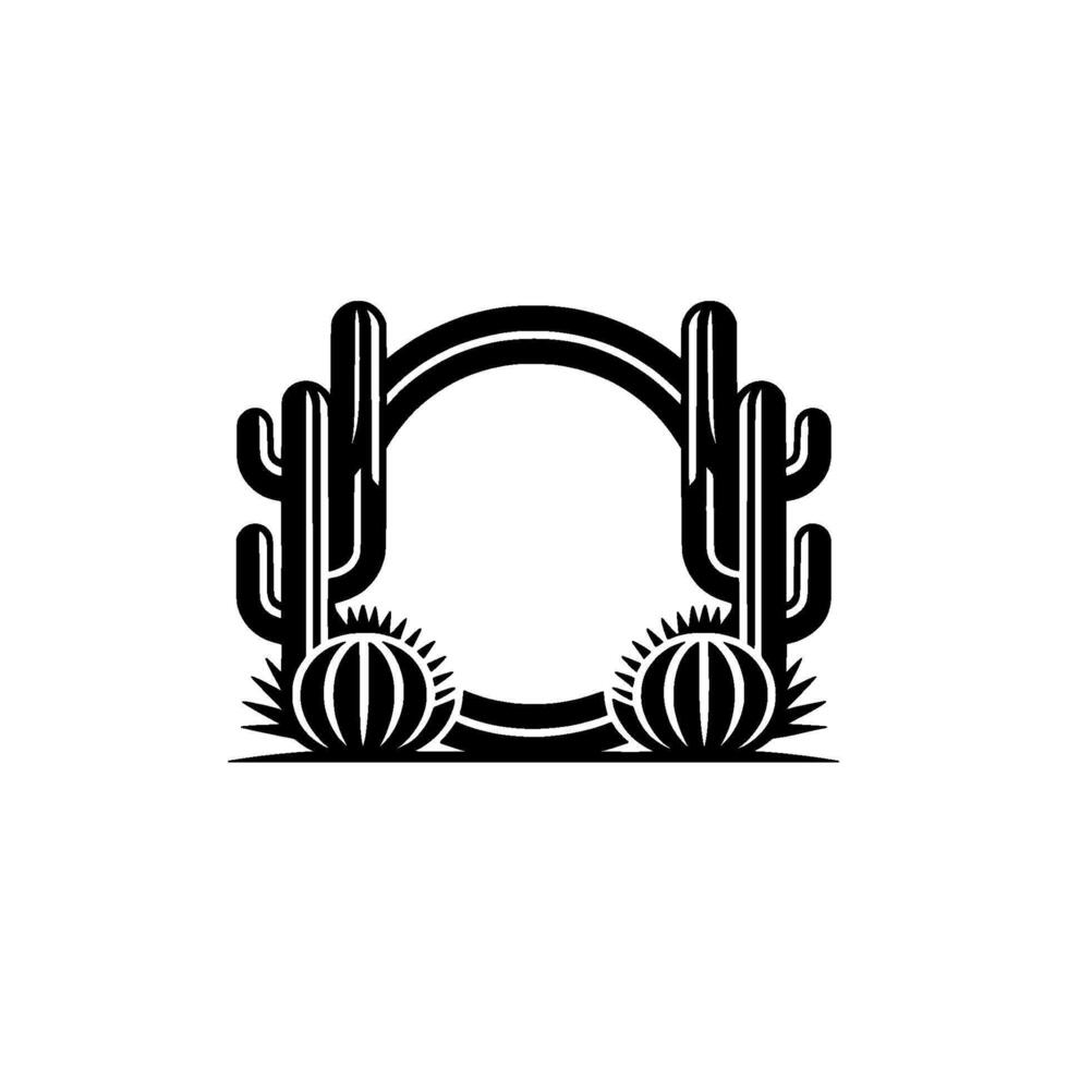 Desert Arch Frame, Cactus Silhouette, Southwestern vector