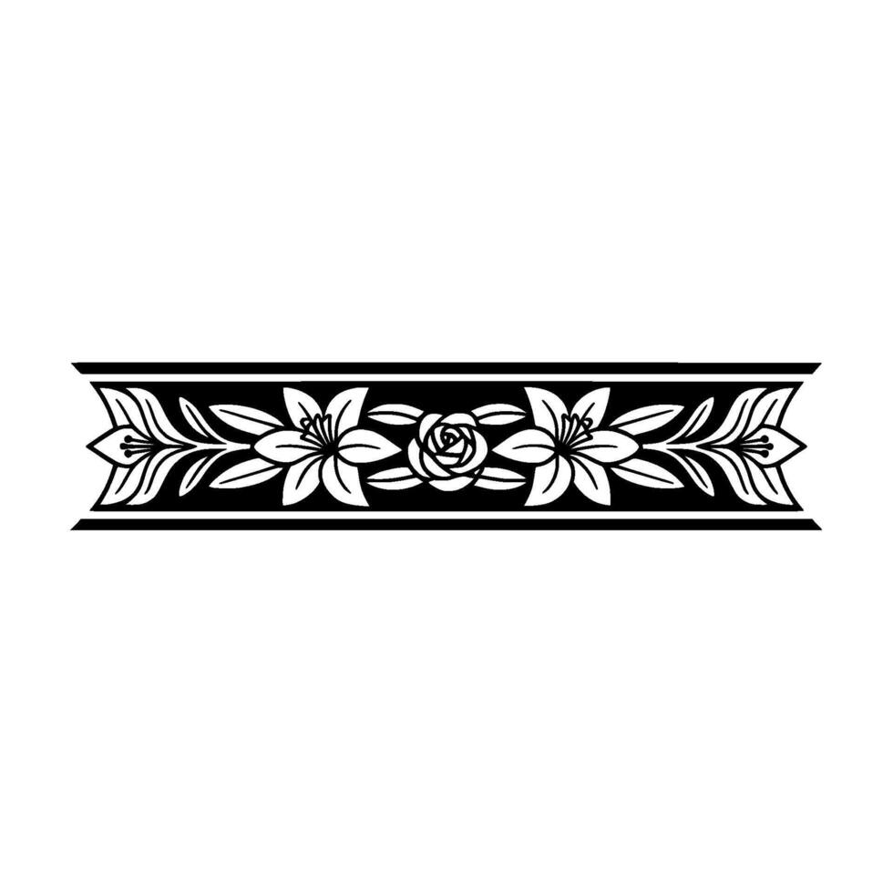 Elegant Floral Border, Vintage , Decorative Element - Monochrome vector