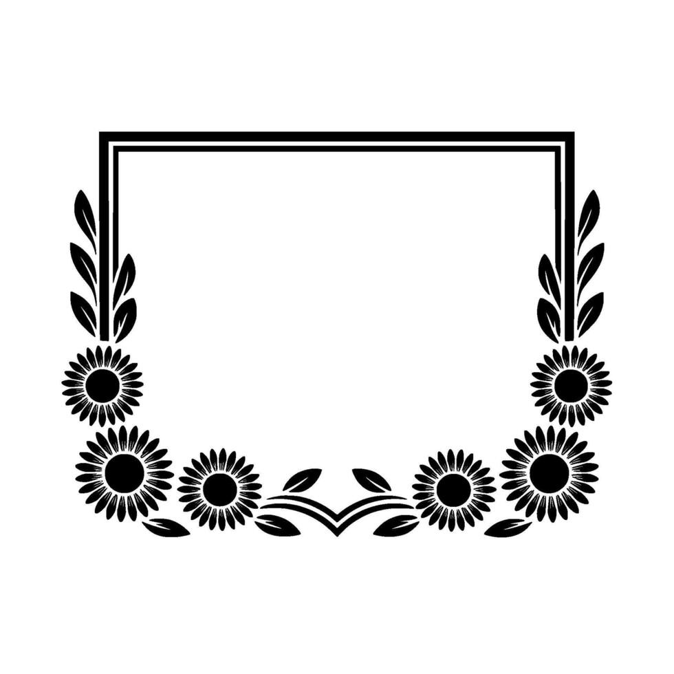 Floral Frame Stylized Sunflower Border vector
