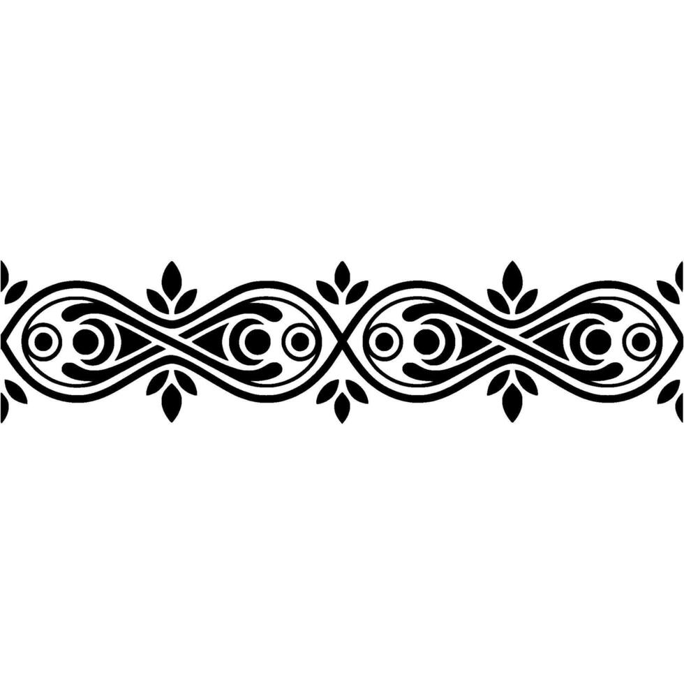 Elegant Black Floral Border, Vintage Element, Stylized vector