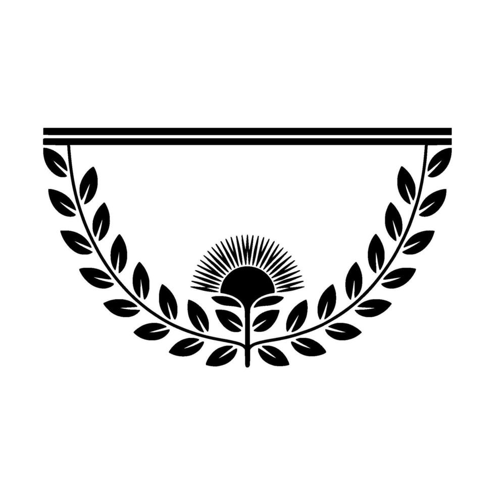 Geometric Laurel Wreath, Stylized Floral Emblem vector