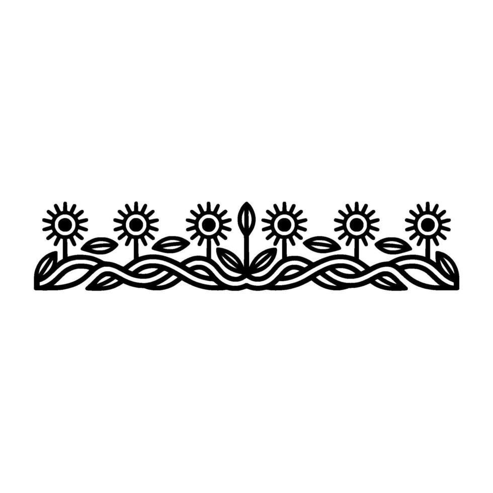 Floral Border, Minimalist Line Art, Spring Motif vector