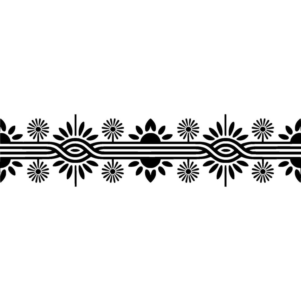 Stylized Floral Border, Geometric , Vintage Aesthetic - Pattern vector