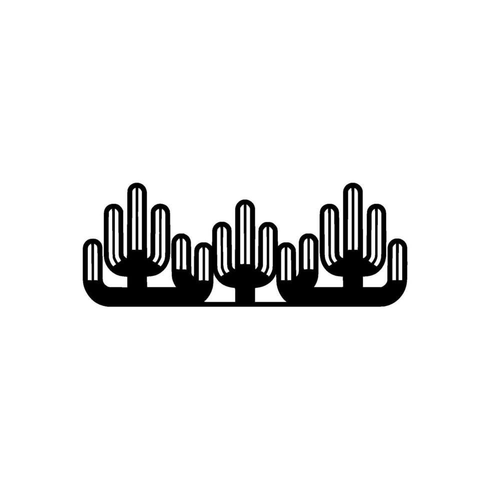 Stylized Cactus Silhouette, Minimalist Desert Landscape, Monochrome vector