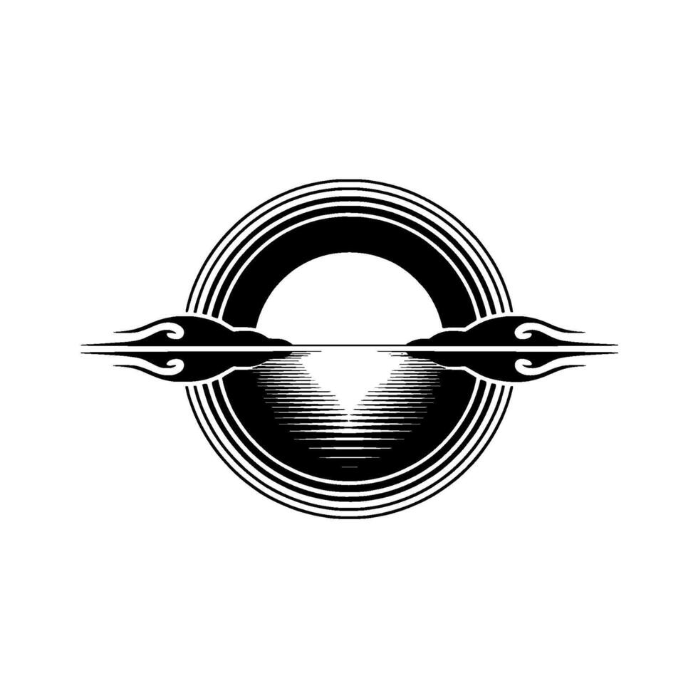 Retro Horizon Emblem, Vintage Wave vector
