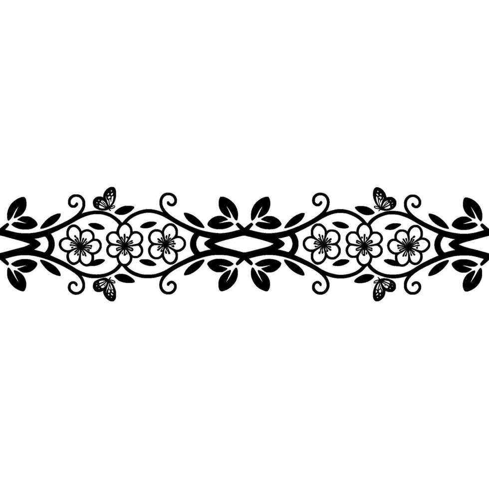 Elegant Floral Border, Vintage , Black and White, Ornamental vector