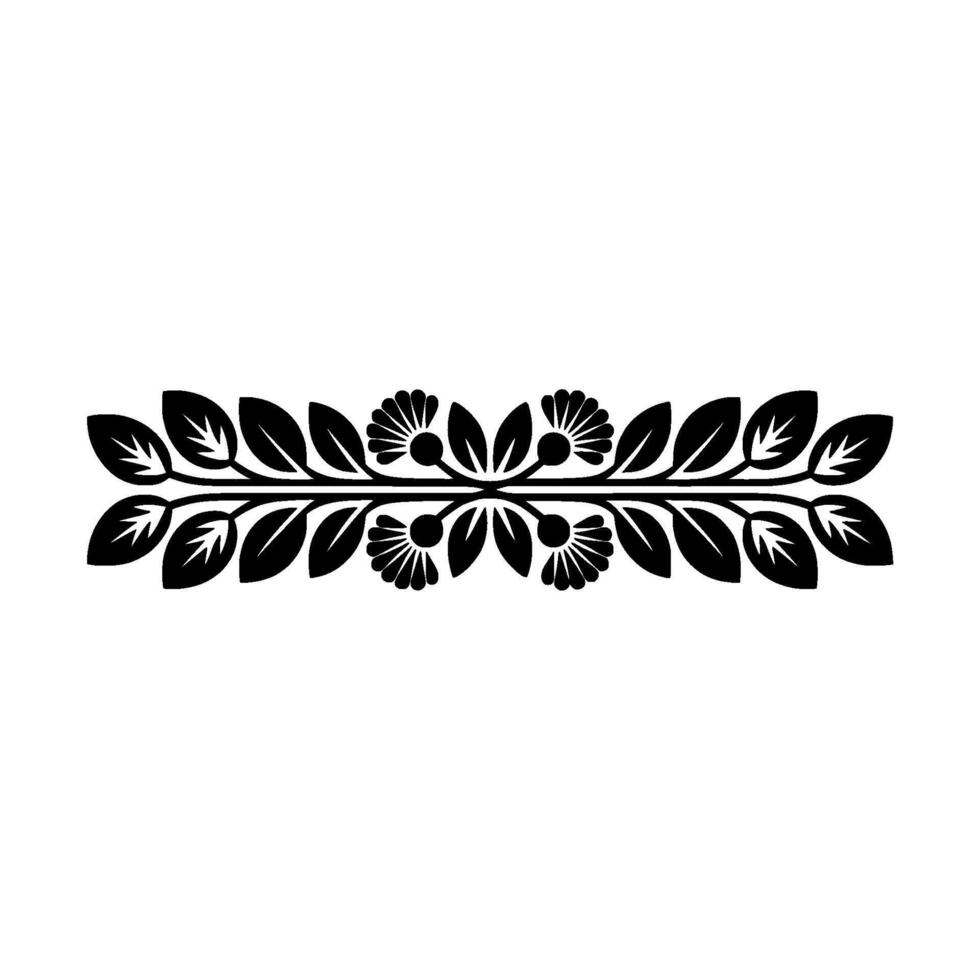 Stylized Floral Border, Vintage Element, Scandinavian vector