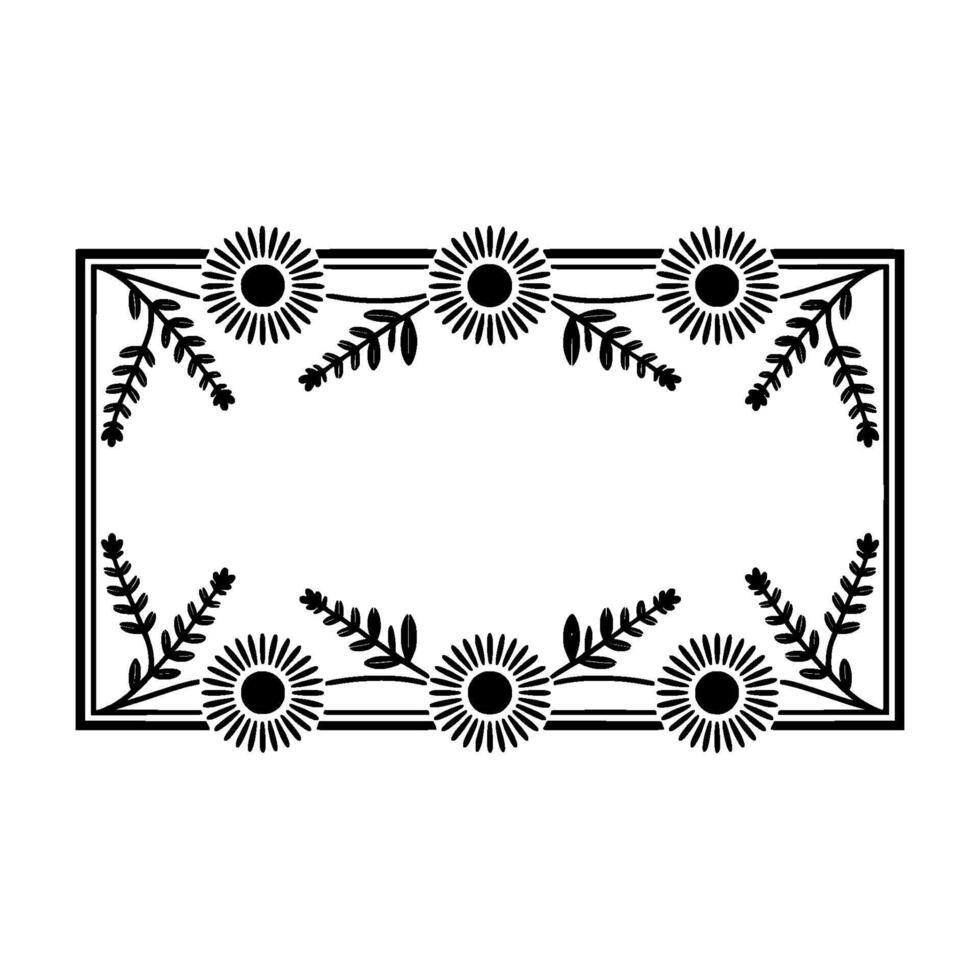 Botanical Frame Vintage Sunflower Border vector