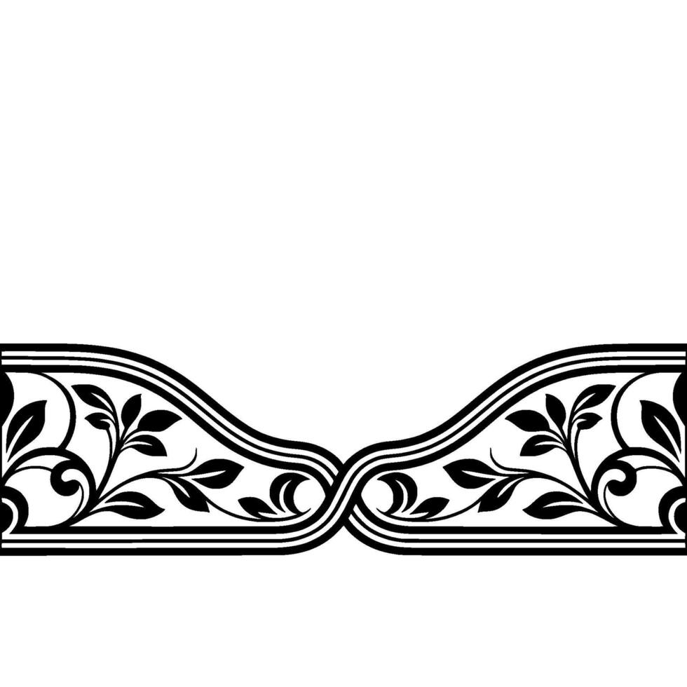 Elegant Black Floral Border, Vintage Element, Motif vector