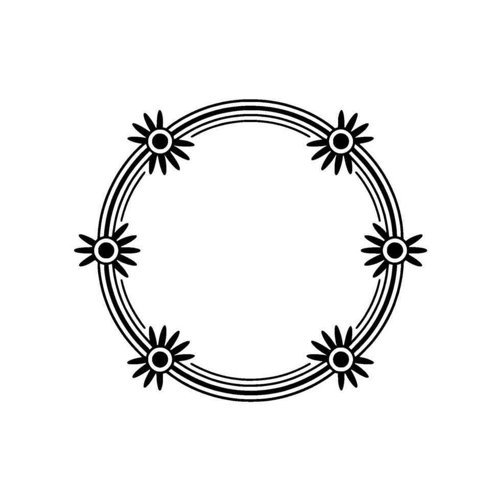 Stylized Sunburst Frame, Minimalist, Circular vector