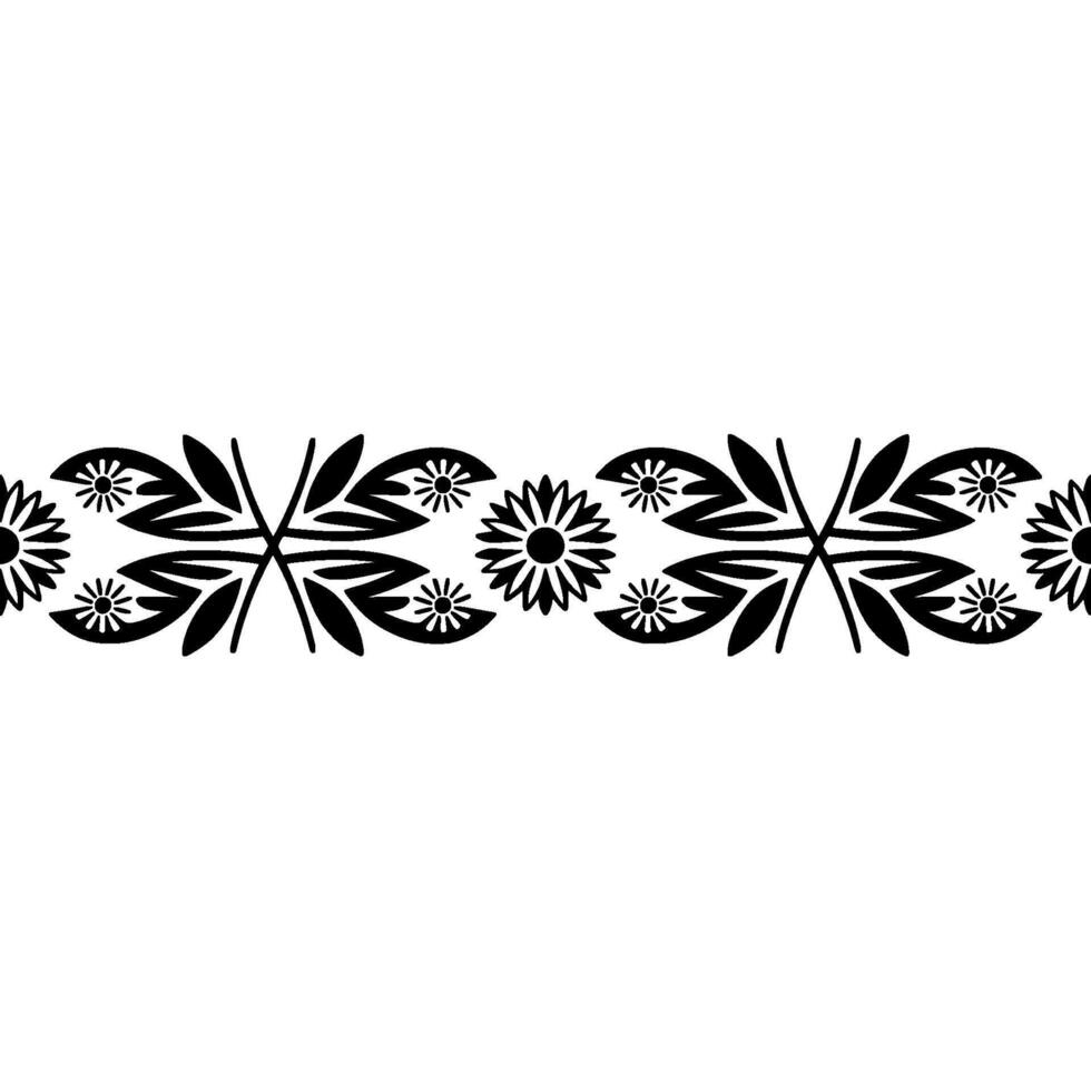 Geometric Floral Border, Retro , Minimalist Pattern, Decorative vector