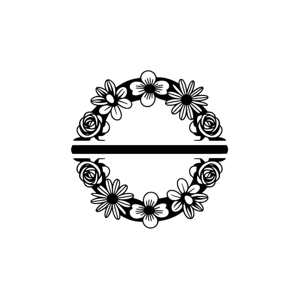 Floral Monogram Frame, Elegant Botanical vector