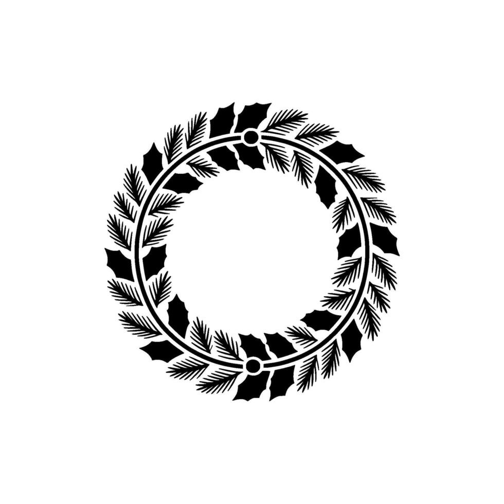 Elegant Holly Wreath, Minimalist Winter vector
