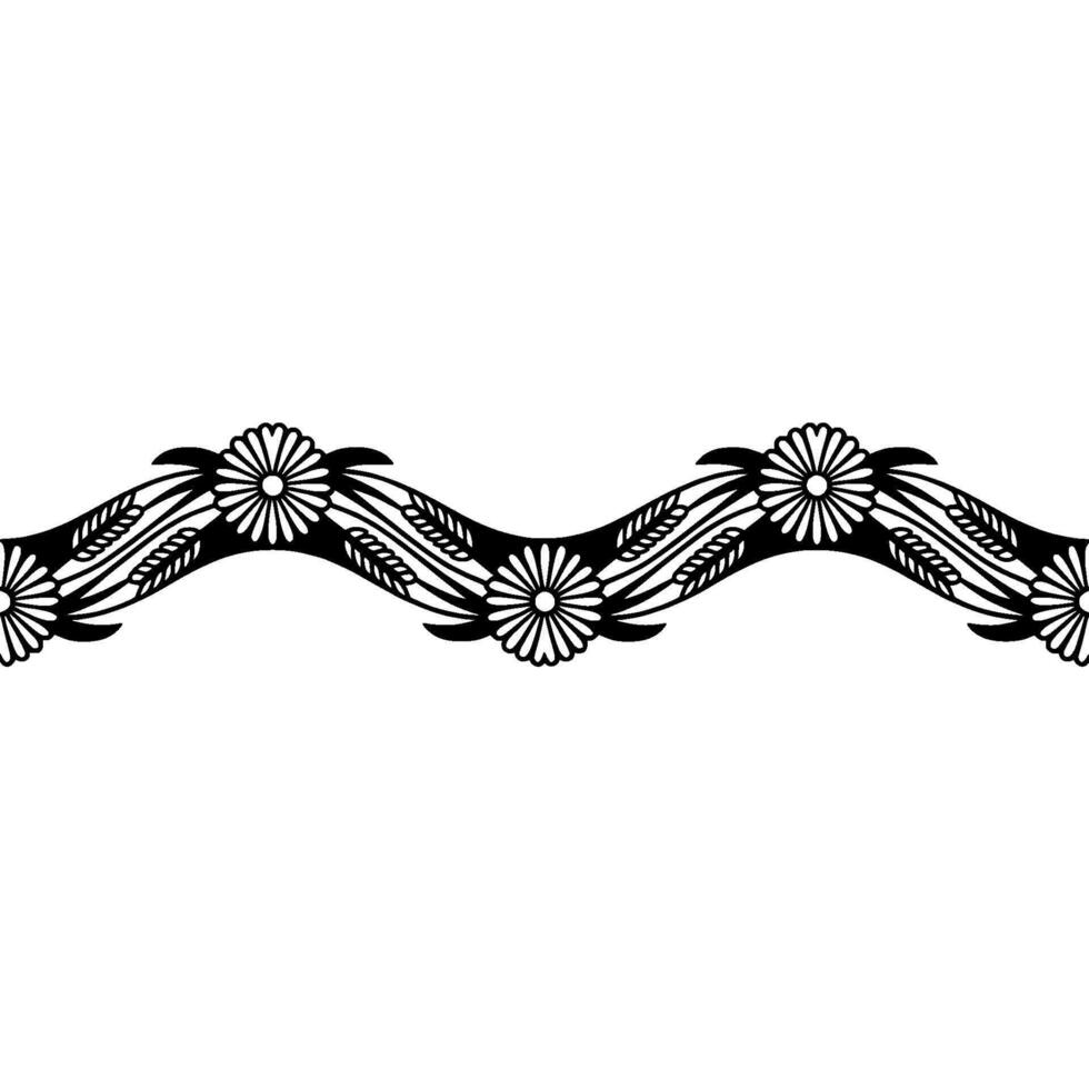 Intricate Wave Border, Floral Motif, Vintage vector