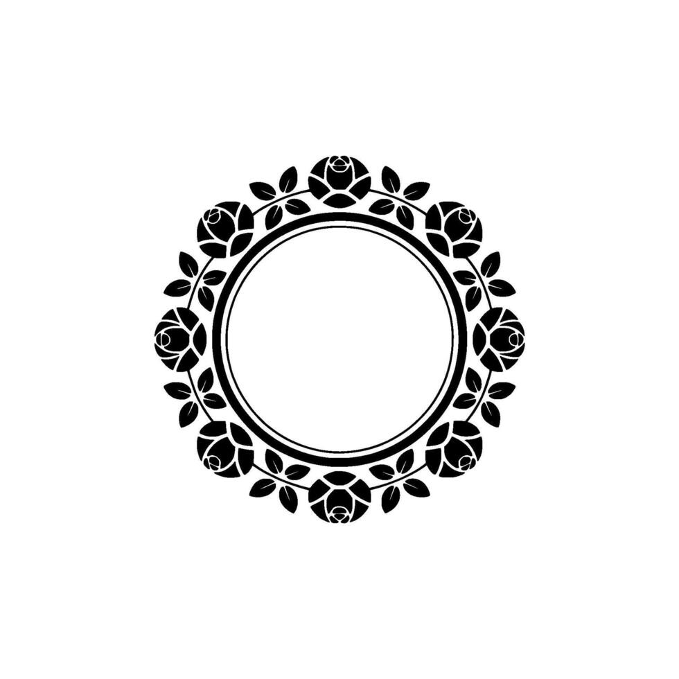 Elegant Rose Border, Minimalist , Circular Frame vector