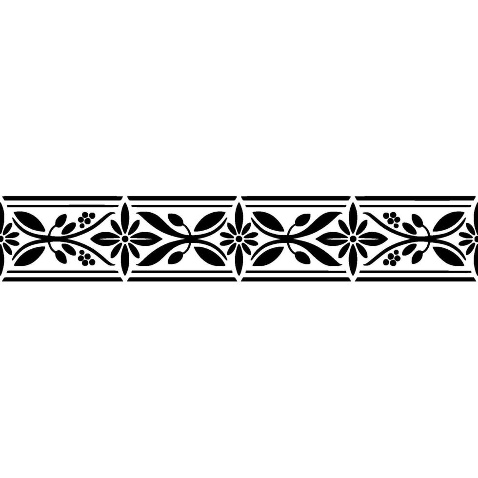 Elegant Black Floral Border, Vintage Element - Linear vector
